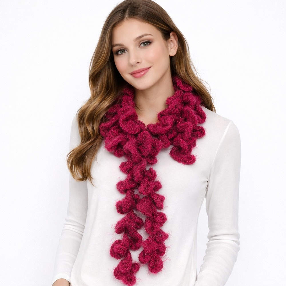 Elegant Pink Ruffled Scarf